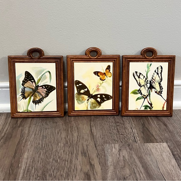 3 Charming Vintage Arthur A. Kaplan Butterflies on Wood prints - Picture 2 of 16